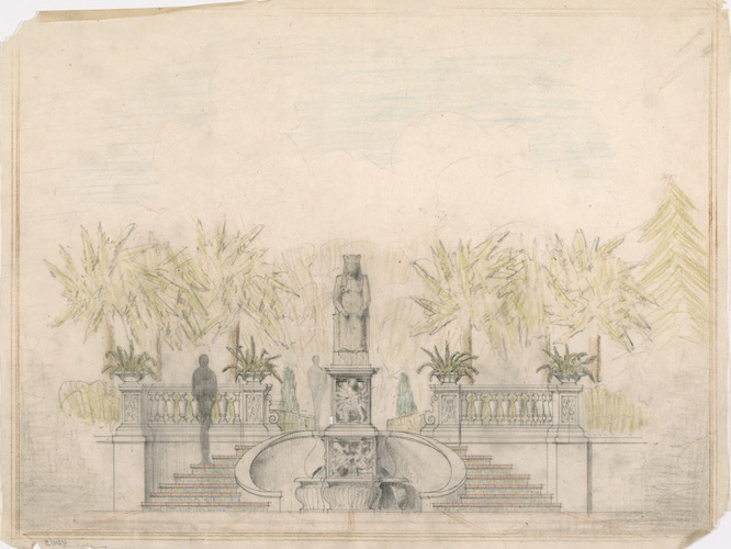 Drawing of Terrace at Hearst Castle