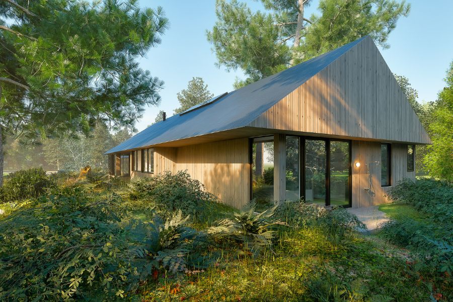 house exterior with lush garden