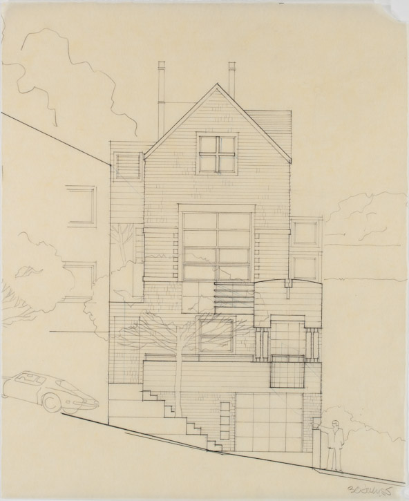 sketch of house on an incline