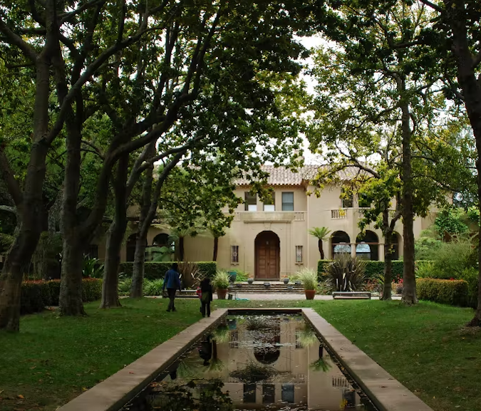 Pool runs the frame backwards into Blake Garden mansion