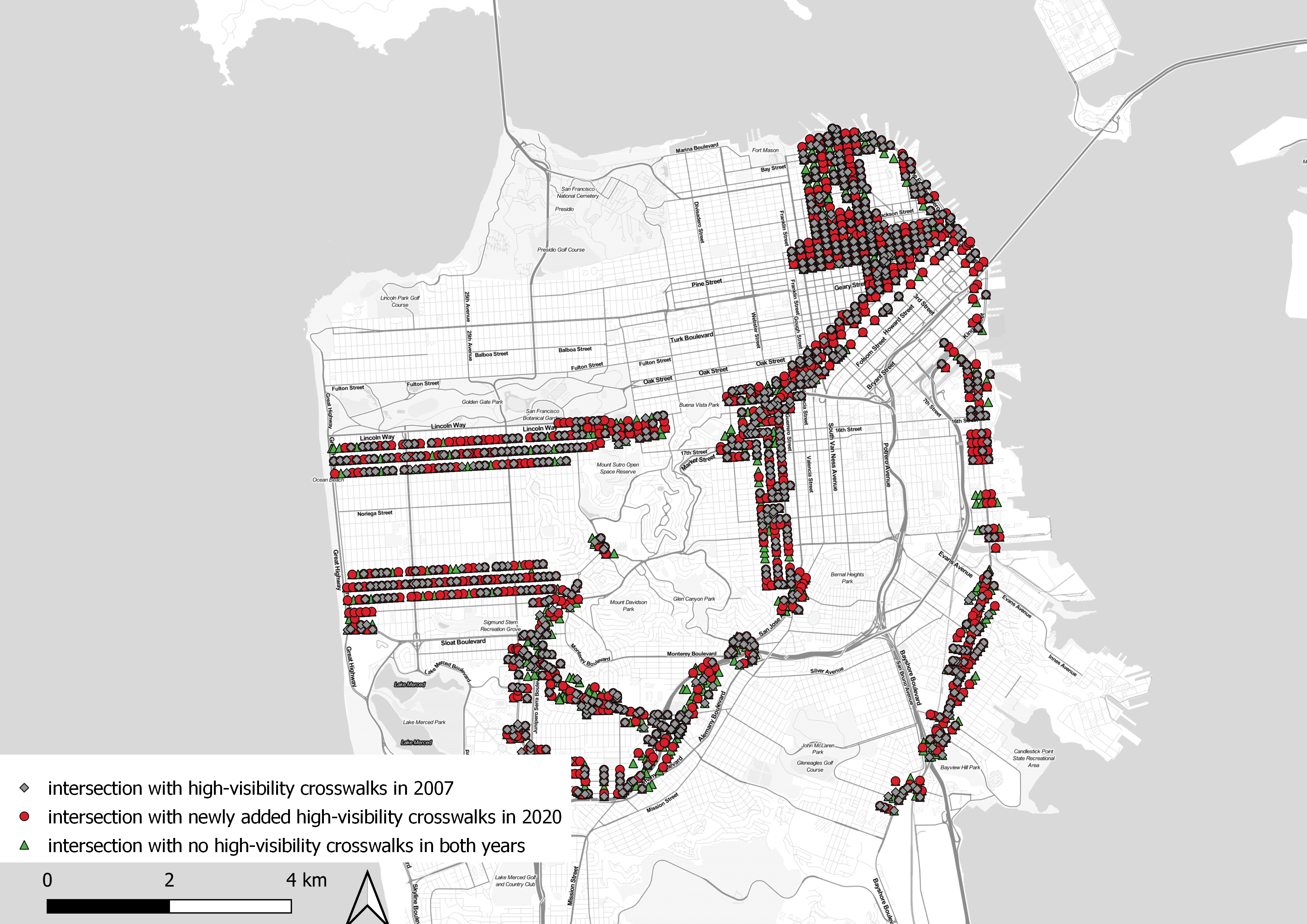 Paper: Marked crosswalks in US transit-oriented station areas, 2007–2020