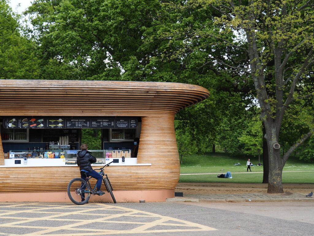 British Landscape with Cyclist and Cafe