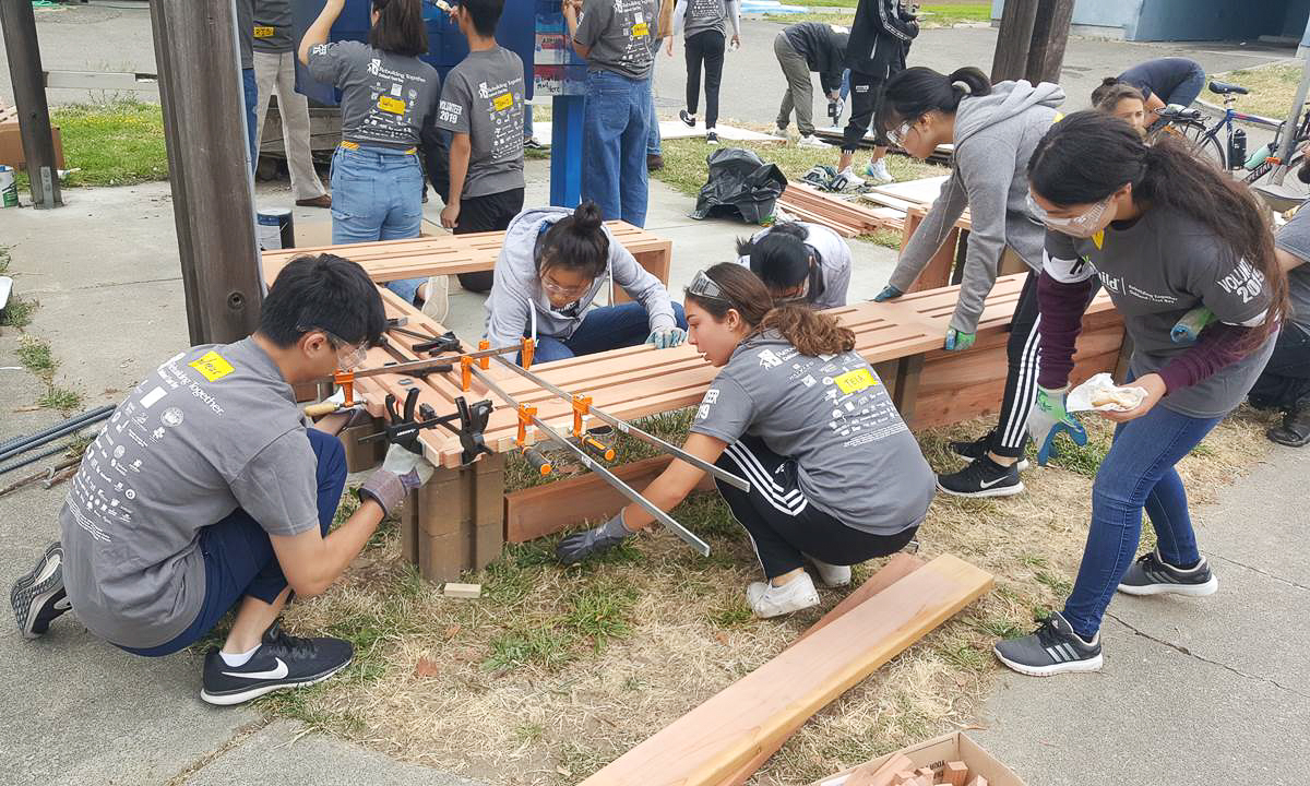 embARC students building benches.