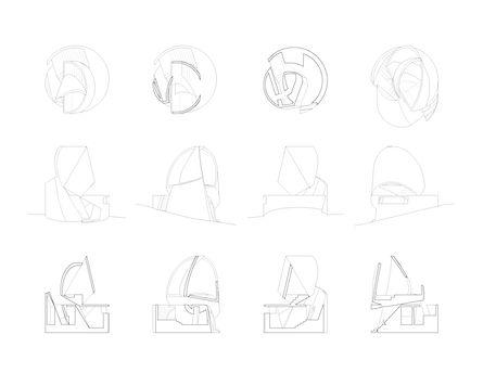 12 different drawings of model that is shown on the left and right of this picture