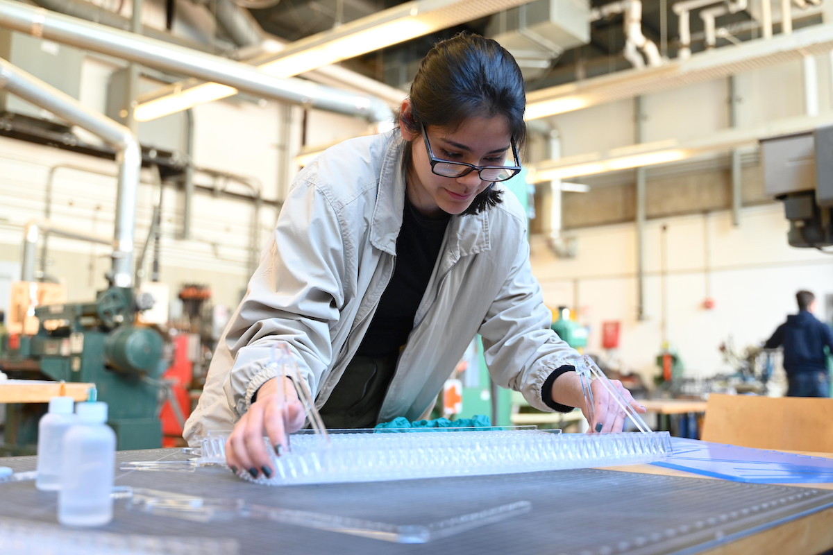 A student working in CED's Fabrication Lab