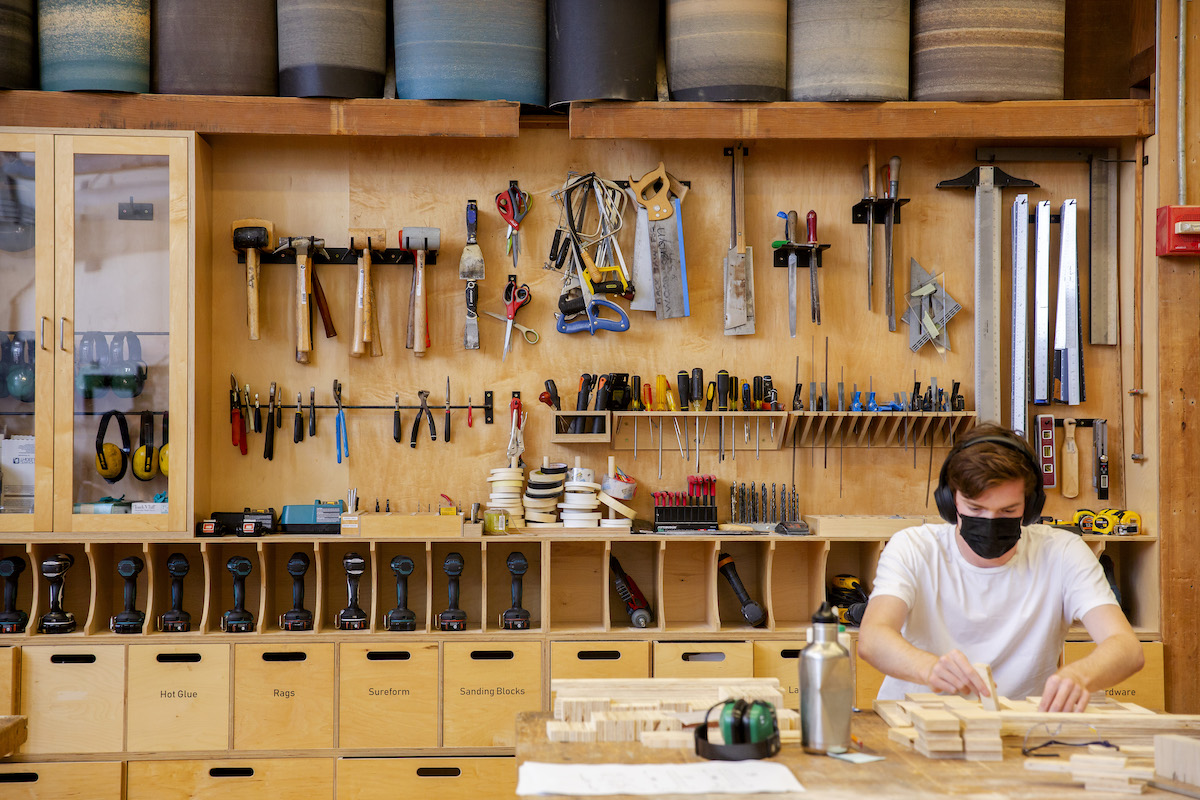 A student working in CED's Fabrication Lab