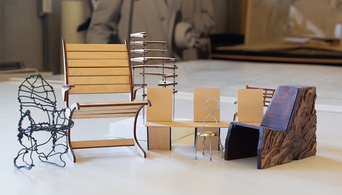 Various models of chairs entered in CED's chair competition