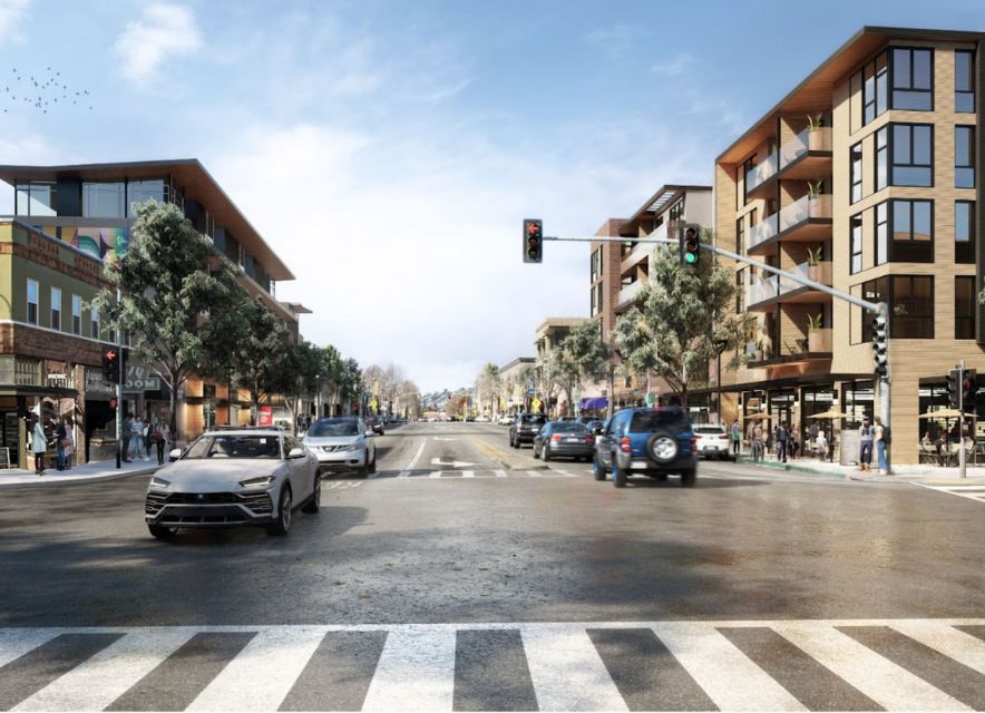 Rendering of San Pablo Avenue with cars and people