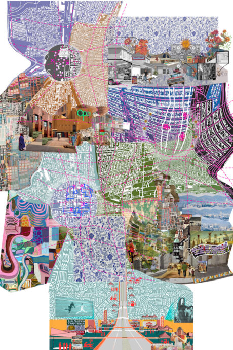 colorful collage of maps