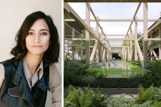 Raha Talebi and indoor garden with exposed beams