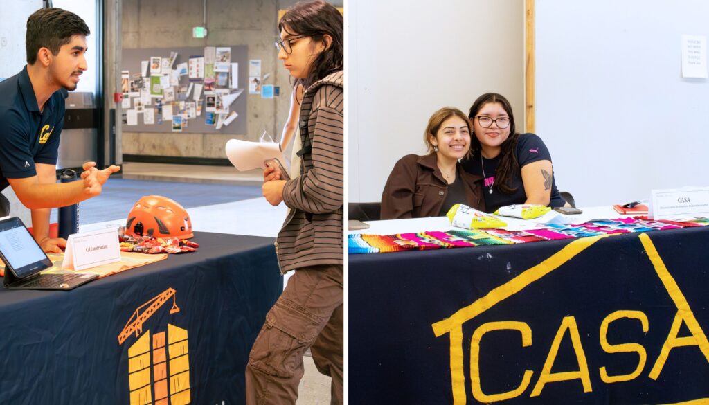 undergraduate student organizations talking in lobby