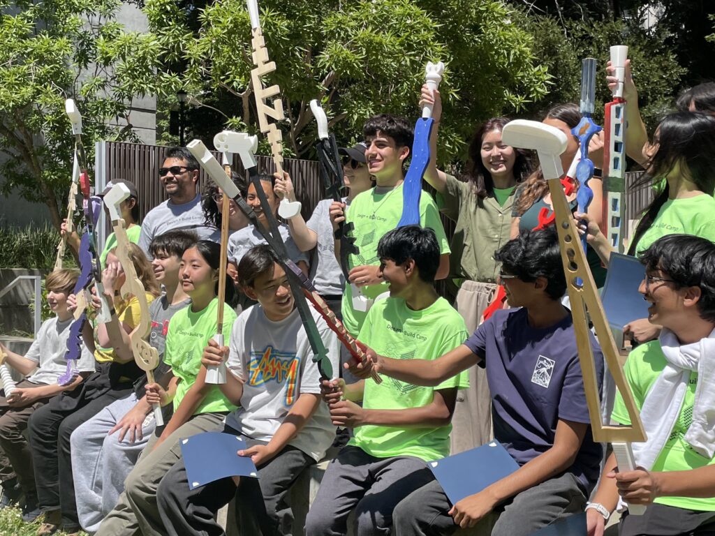 group of students with special mini golf clubs