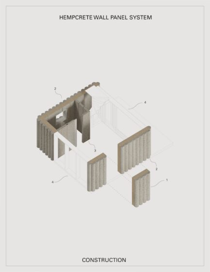 Diagram of wall panel system using hempcrete, winner of AN 2024 Best of Design Award