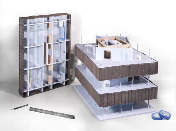 Model of building with architectural tools