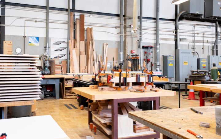 View of wood fabrication shop