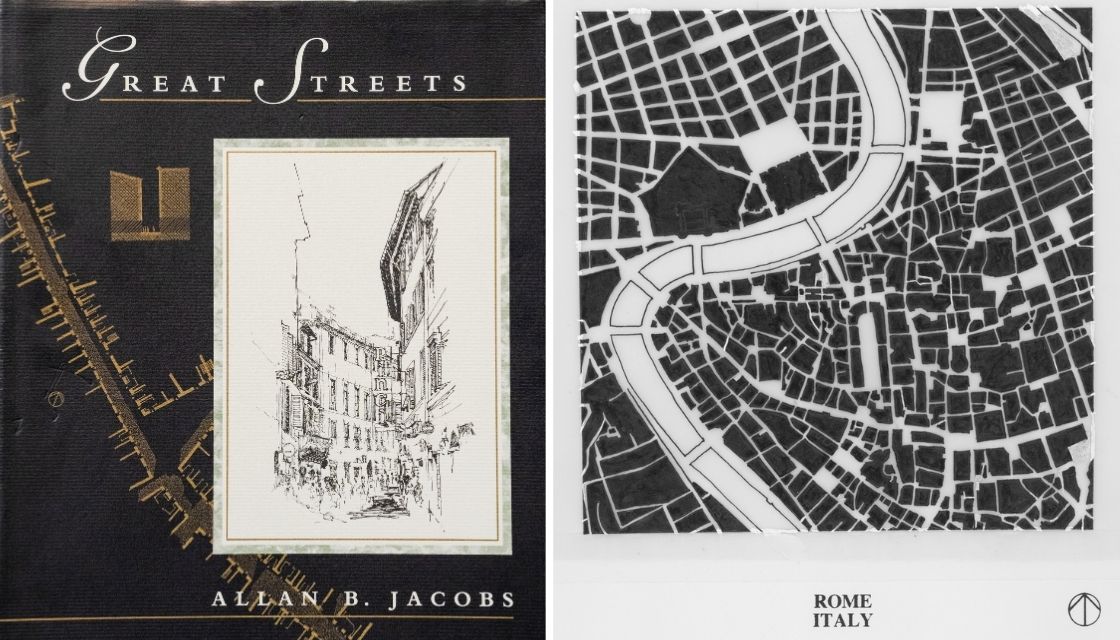 Great Streets book cover and sketch of Rome Italy