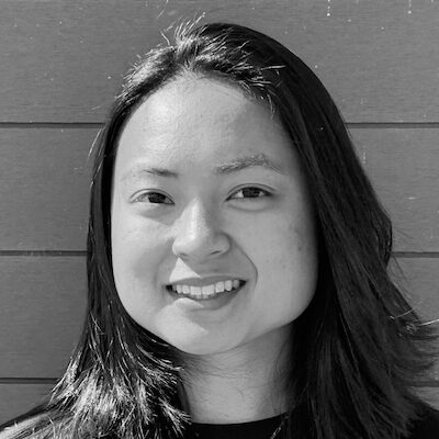 black & white headshot of woman