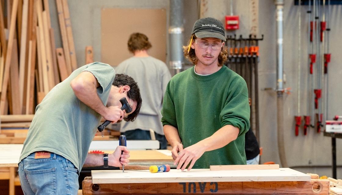 Students in fabrication shop