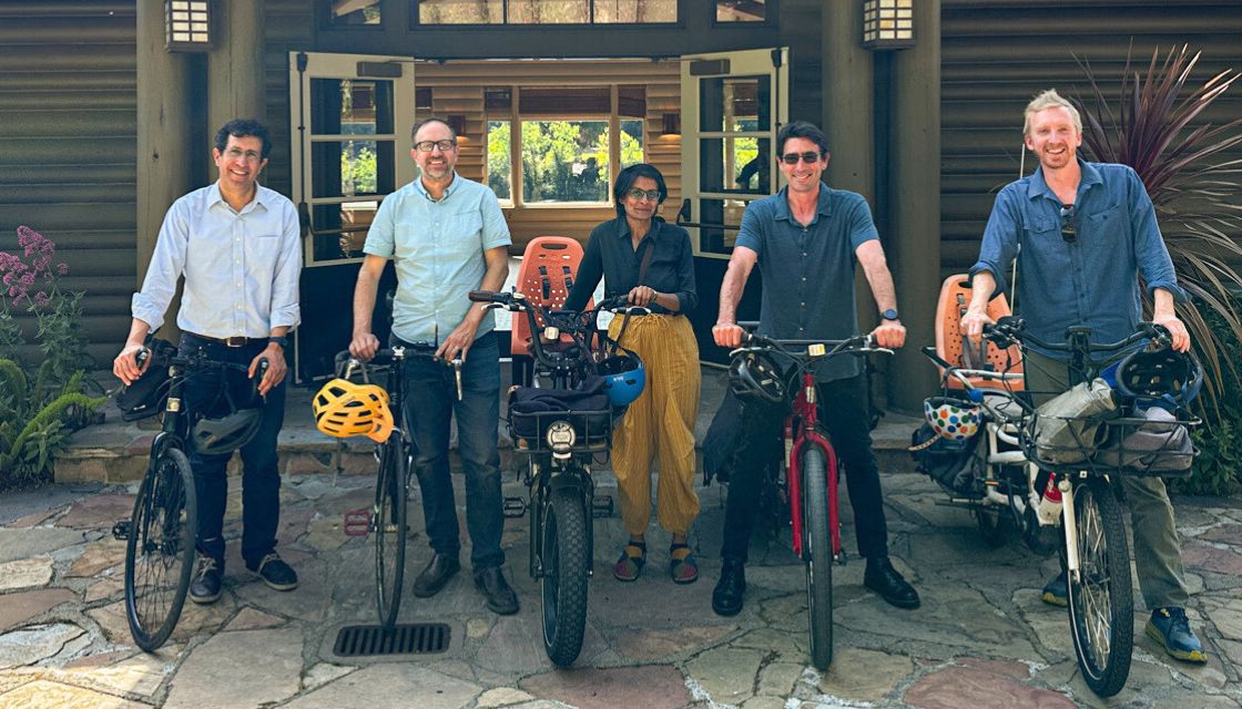 DCRP Faculty on Bike to Work Day with Zachary Lamb, Ben Metcalf, Sai Balakrishnan, Daniel Rodriguez, and Stephen Collier