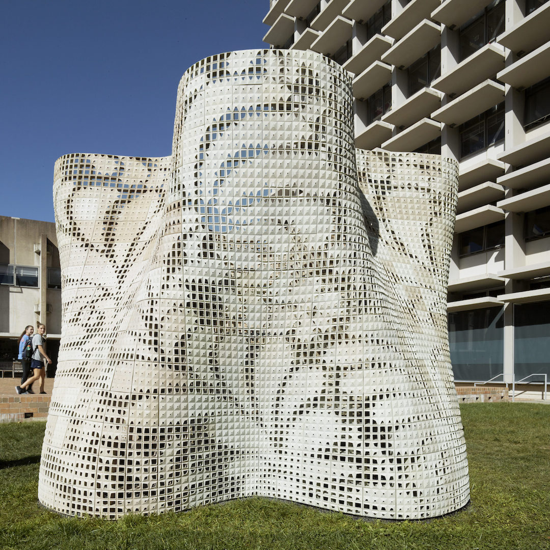 3D printed structure courtyard of Bauer Wurster Hall
