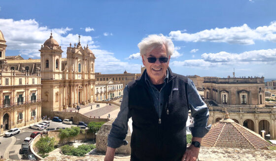 Professor Emeritus Stephen Tobriner in Noto, Sicily.