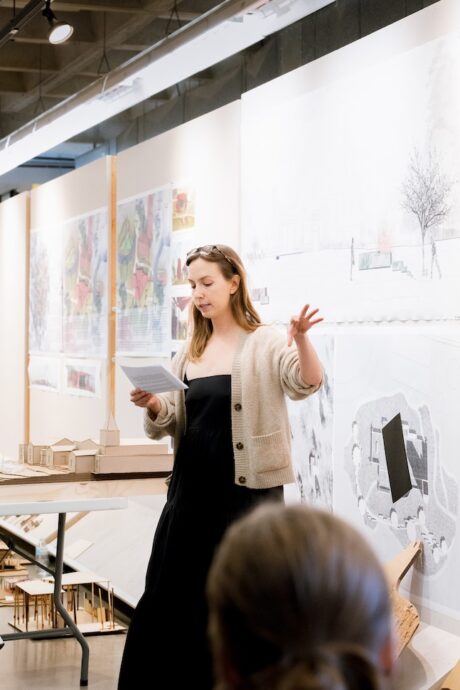 Woman presenting design work