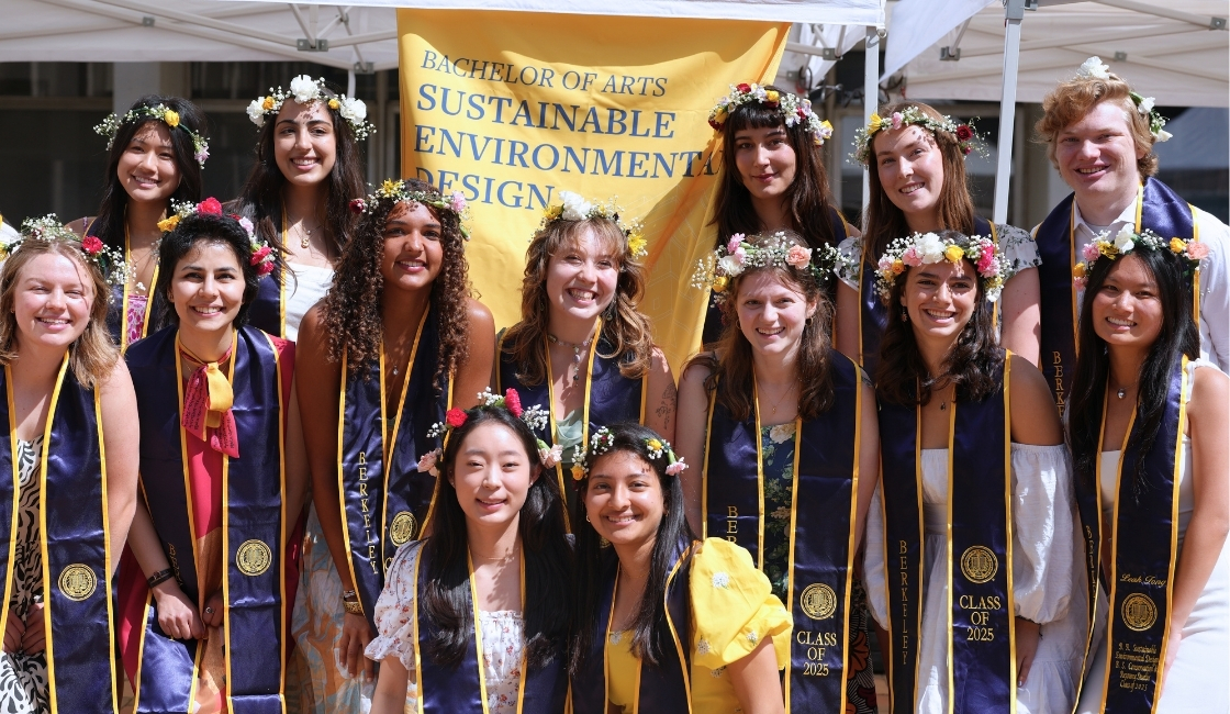 Sustainable Environmental Design majors smiling at graduation