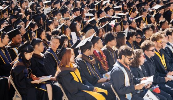 UC Berkeley College of Environmental Design students celebrating commencement at the Greek Theatre