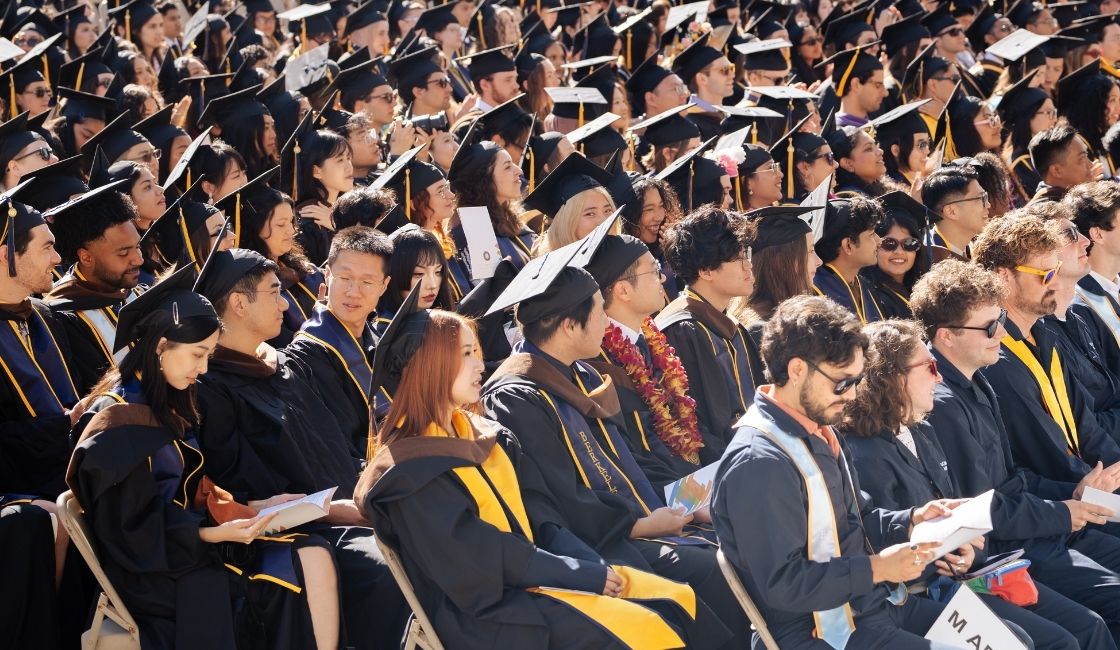UC Berkeley College of Environmental Design students celebrating commencement at the Greek Theatre